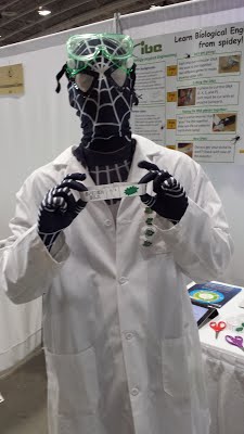 Black spiderman costume with labcoat and braclet