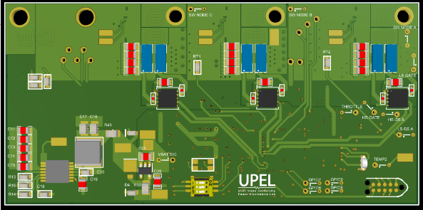 circuit board with UPEL logo on a corner