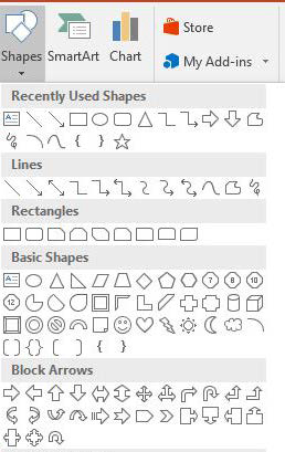 Select shape dialog box shown