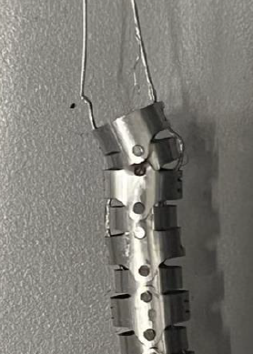 Figure 5: Damage incurred by backbone from compression testing