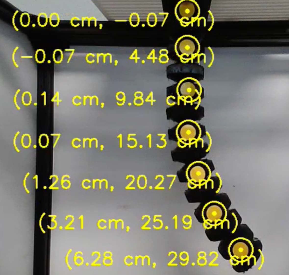 Figure 3. Camera frame after using color filtering to provide point coordinates