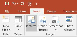 Insert picture selected on insert ribbon