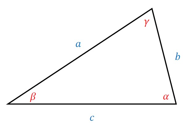 Labeling of an oblique triangle